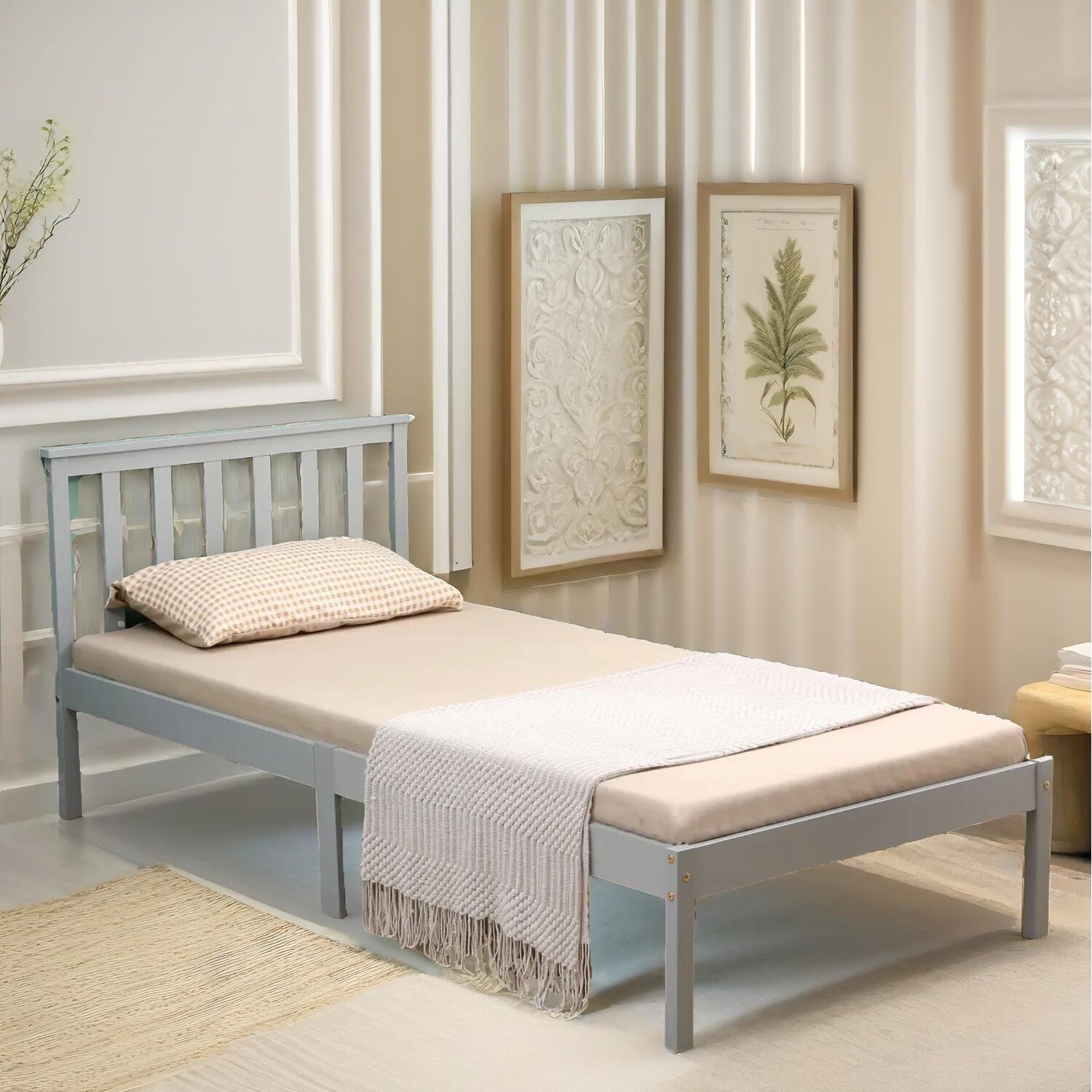 Single 3ft Bed Frame In Pine - Grey
