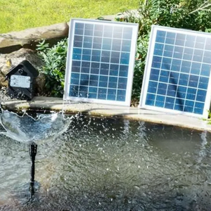 Solar Powered Water Pump Kit 1550LPH with Lights Battery Backup Black