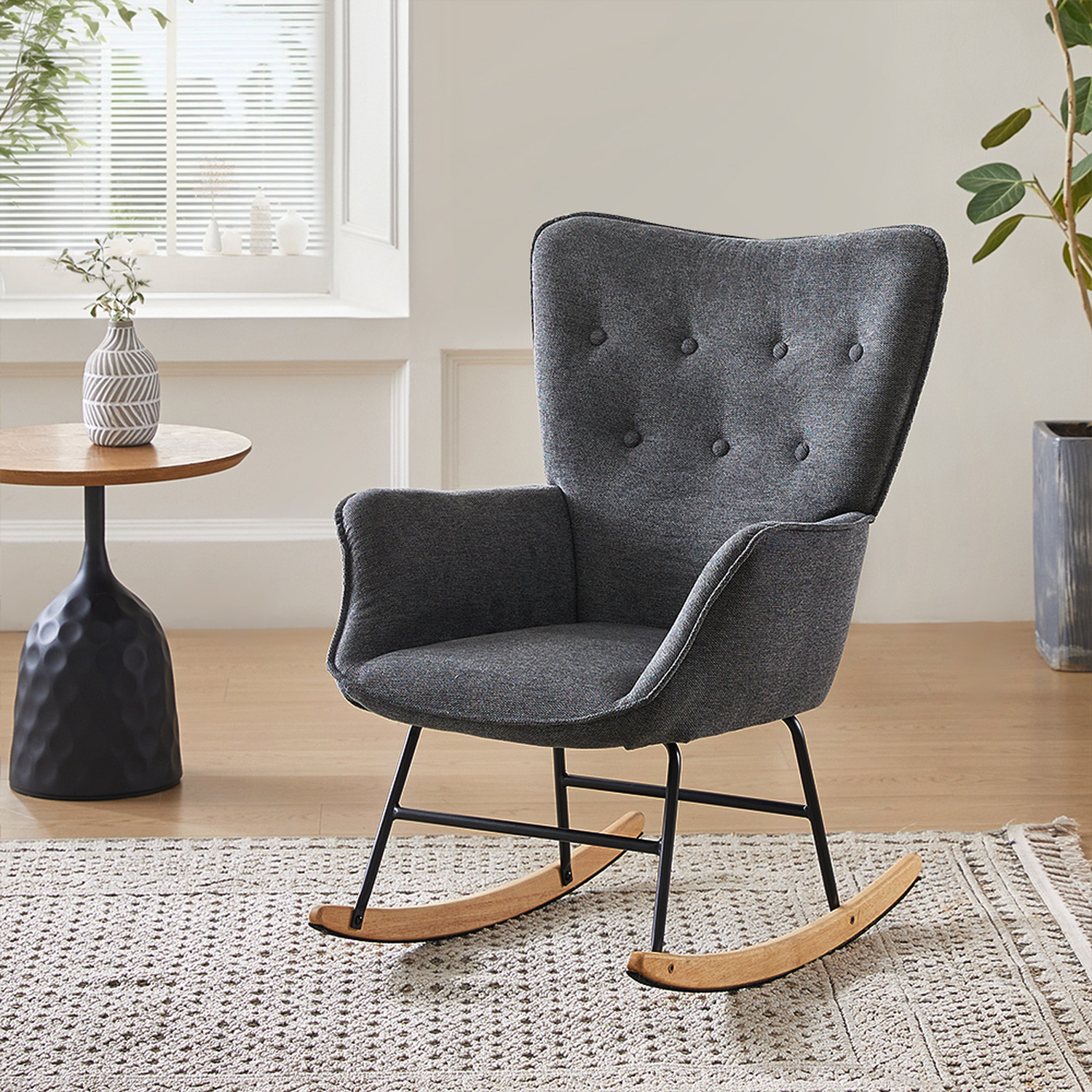 Add Iron Rack Rocking Chair Iron Frame Upholstered Rocking Chair