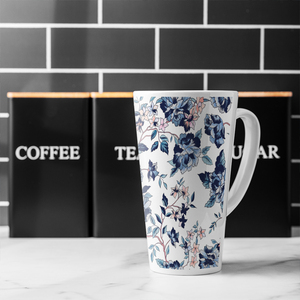 Blue Flower Illustrations Latte Mug