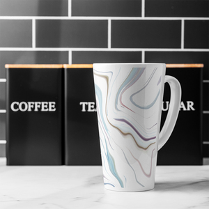 Blue Rippled Marble Latte Mug