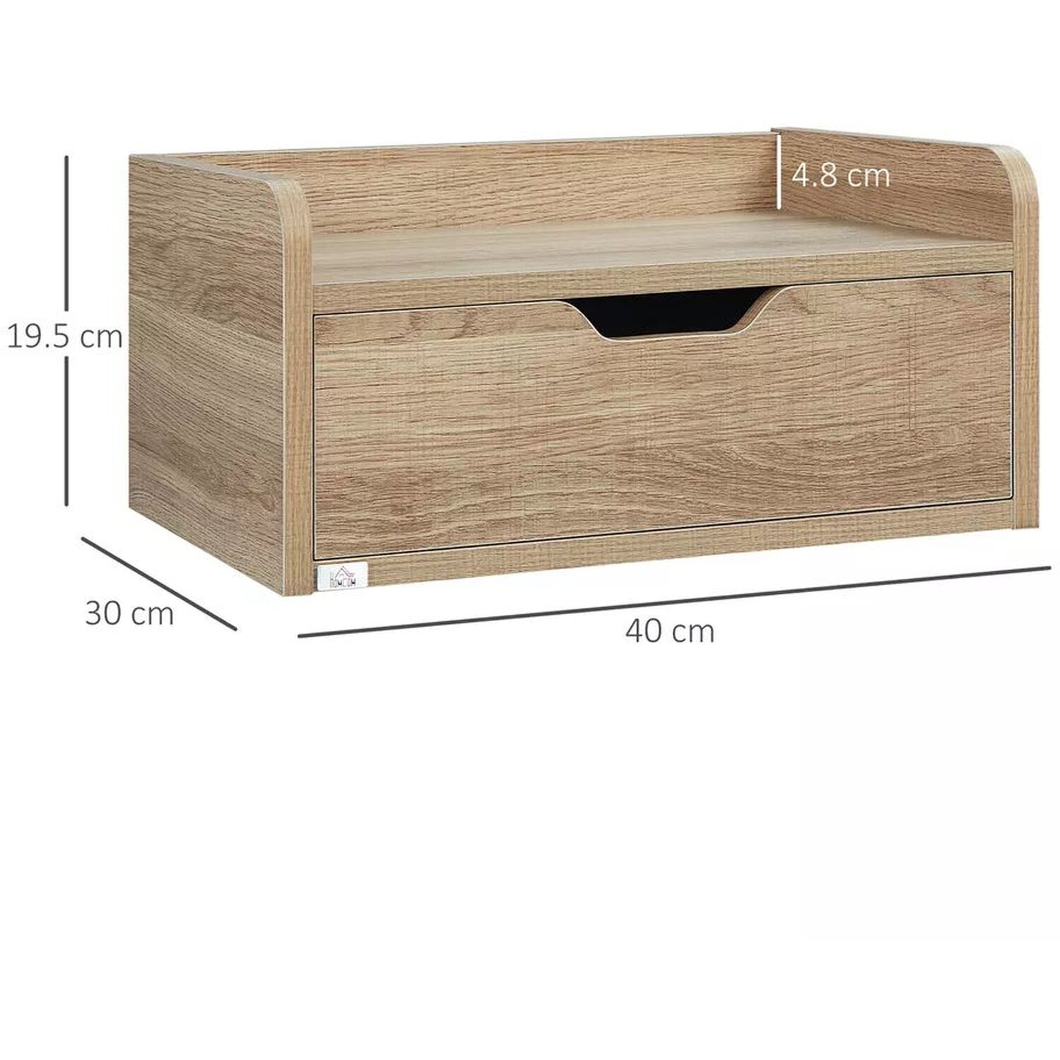 Natural Wood Floating Bedside Tables With Drawers - Natural