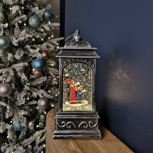 Battery Operated Christmas Carol Scene Glitter Water Spinner Lantern
