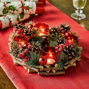 Festive Candleholder Centrepiece with 4 LED Candles