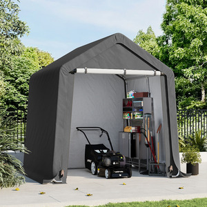 Breeins Galvanized Garden Storage Shed with Roll-up Door