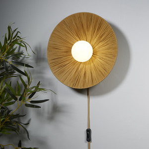 Raffia and Opal Wall Light