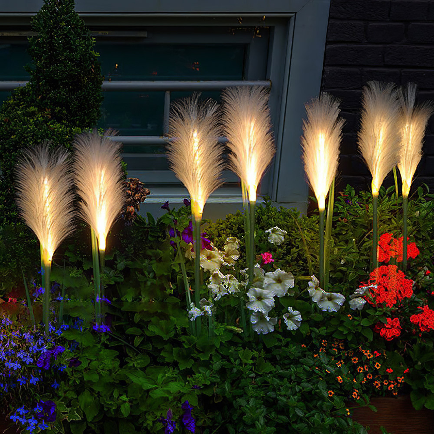 Image of 2-Piece Solar-Powered Glowing Reed Decoration Light&hellip;
