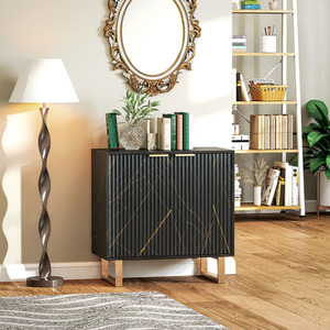 HOMCOM Marble Effect Buffet Cab with 2 Doors and Adjustable Shelves