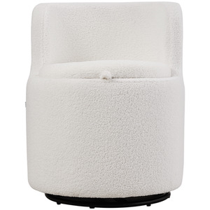 White Upholstered Sherpa Swivel Chair with Storage shot 7768880