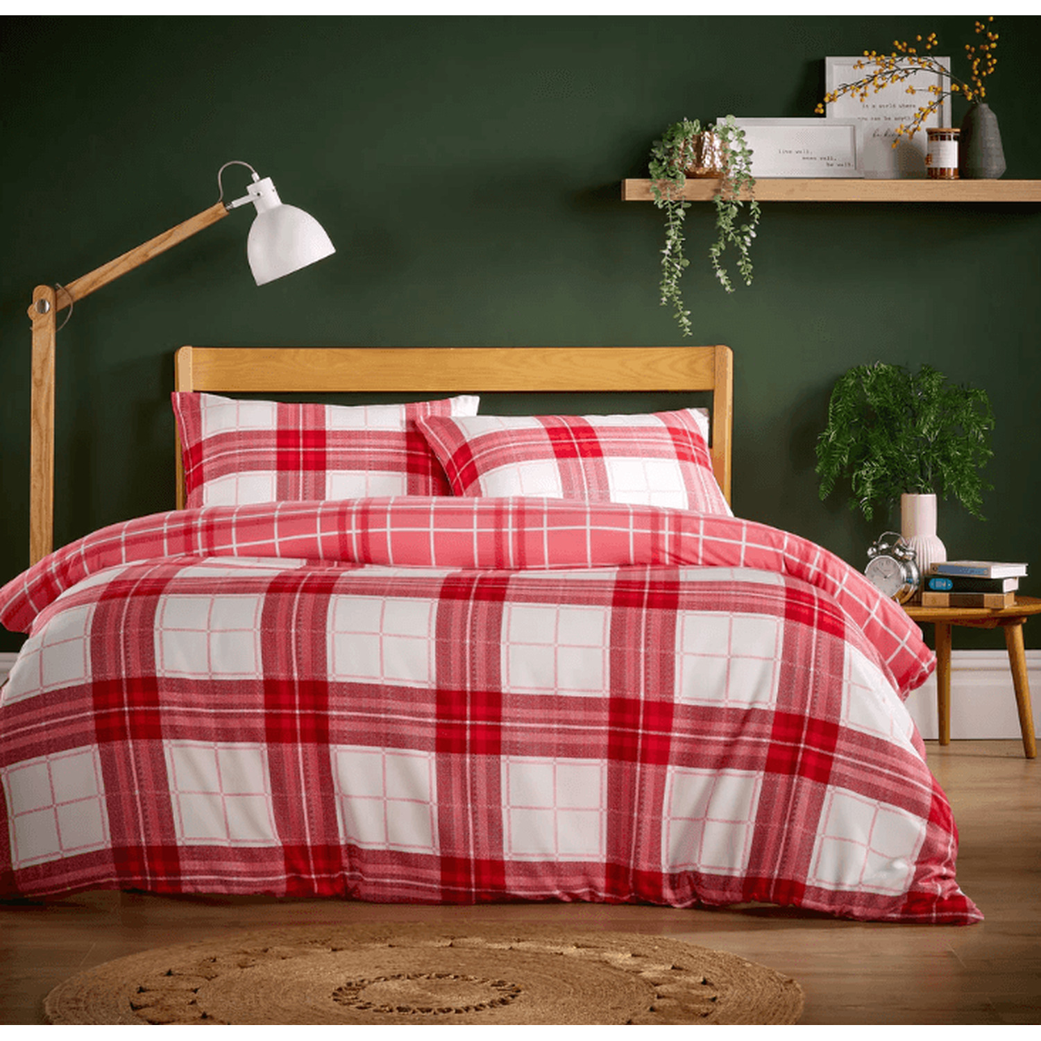 Alba Flannel Duvet Set - Red Double