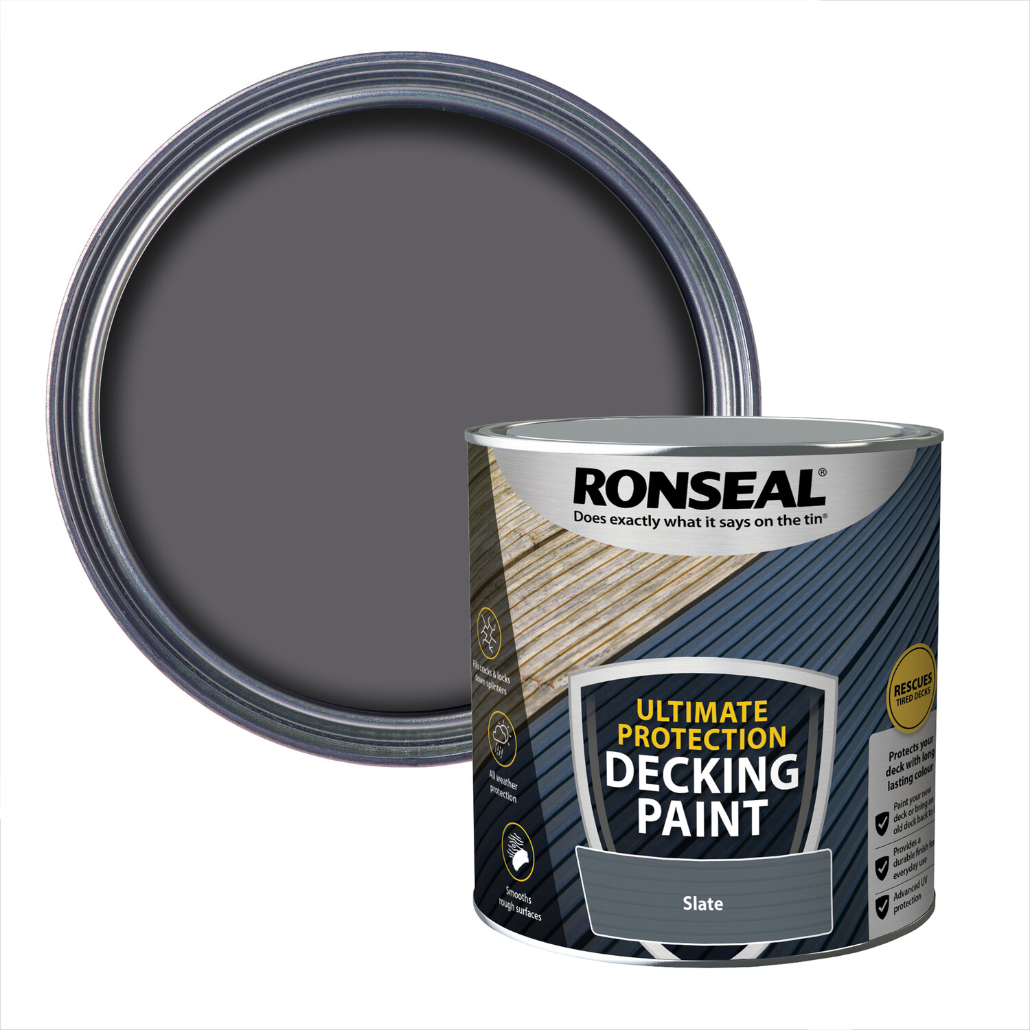 Ronseal Ultimate Protection Slate Decking Paint 2.5L - Grey - Wilko