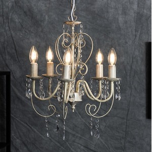 Lille Pair of 5 Way White Ceiling Light Chandeliers