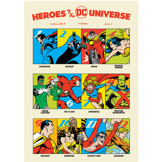 DC 90th Anniversary Heroes A3 Art print