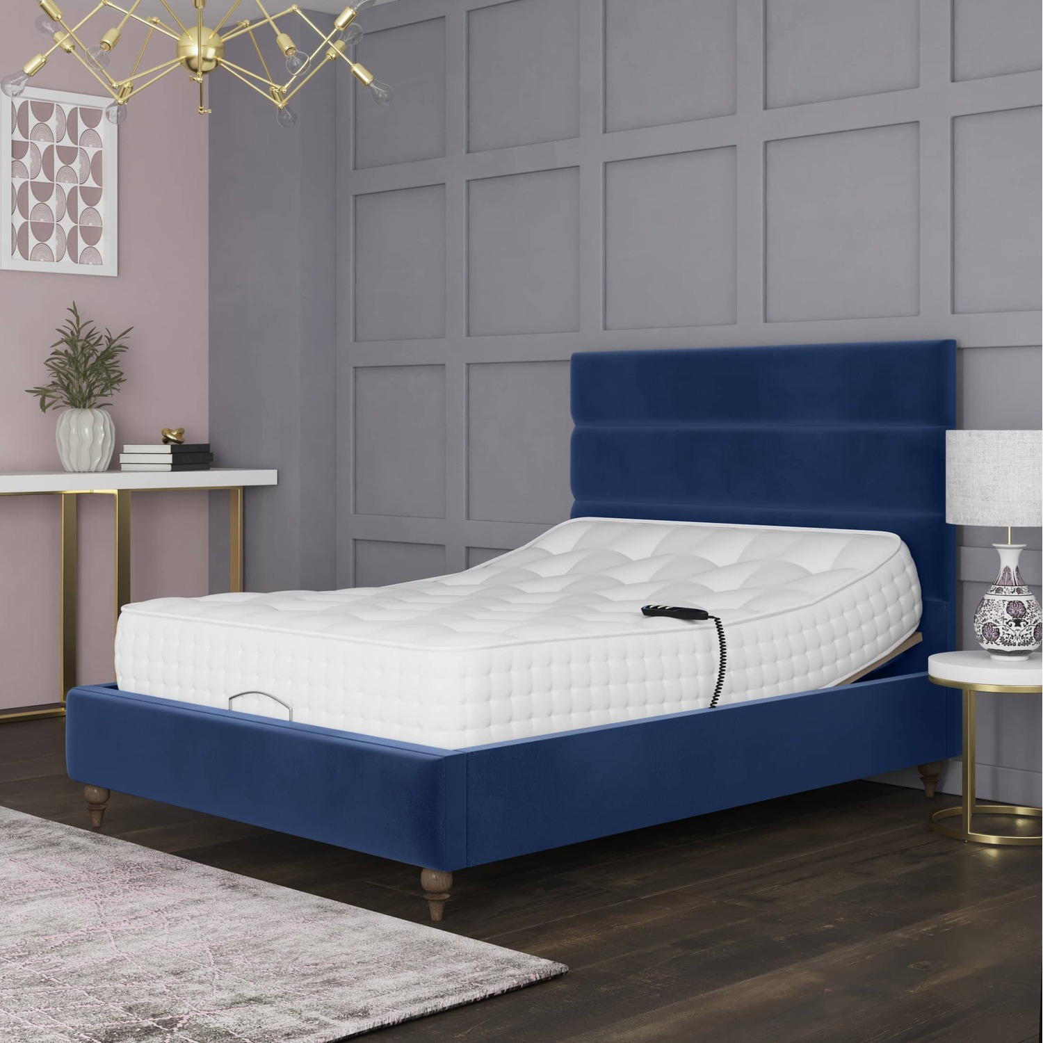 Penelope Electric Adjustable Bed Frame Premium Motorised Comfort - Blue Small Double