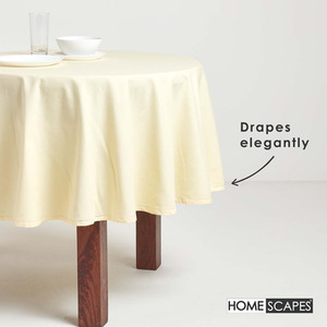 Cream Plain Cotton Round Tablecloth shot 9903226