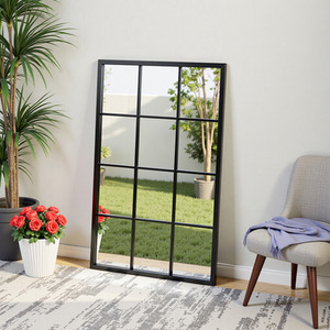 Mirror Metal Window Frame Wall Accent