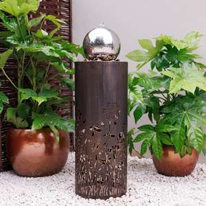 Wildflower Cut Out Design Garden Water Feature with LED Lights