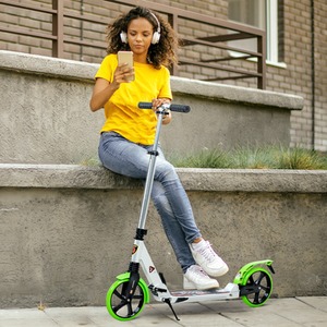 Outsunny Folding Kick Scooter with 2 Big Wheels
