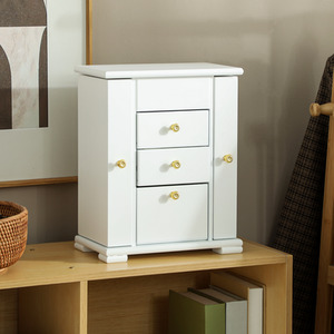 HOMCOM 4-Tier Large Jewellery Box with Mirror and 2 Drawers White