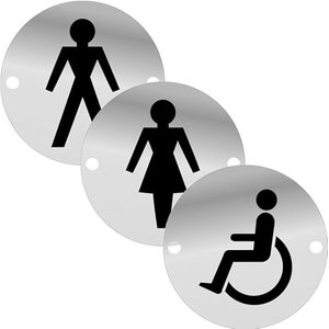 3Pc Toilet Door Sign Male, Female  Disabled