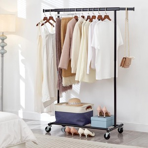 Heavy Duty Black Clothes Rail with Shelf