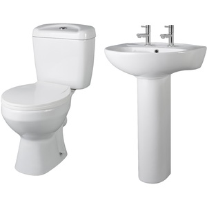Toilet Pan Cistern Seat 2 Tap Hole Basin Full Pedestal 550mm
