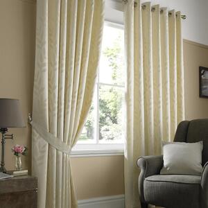 Faux Silk Dupion Leaf Jacquard Ring Top Curtains
