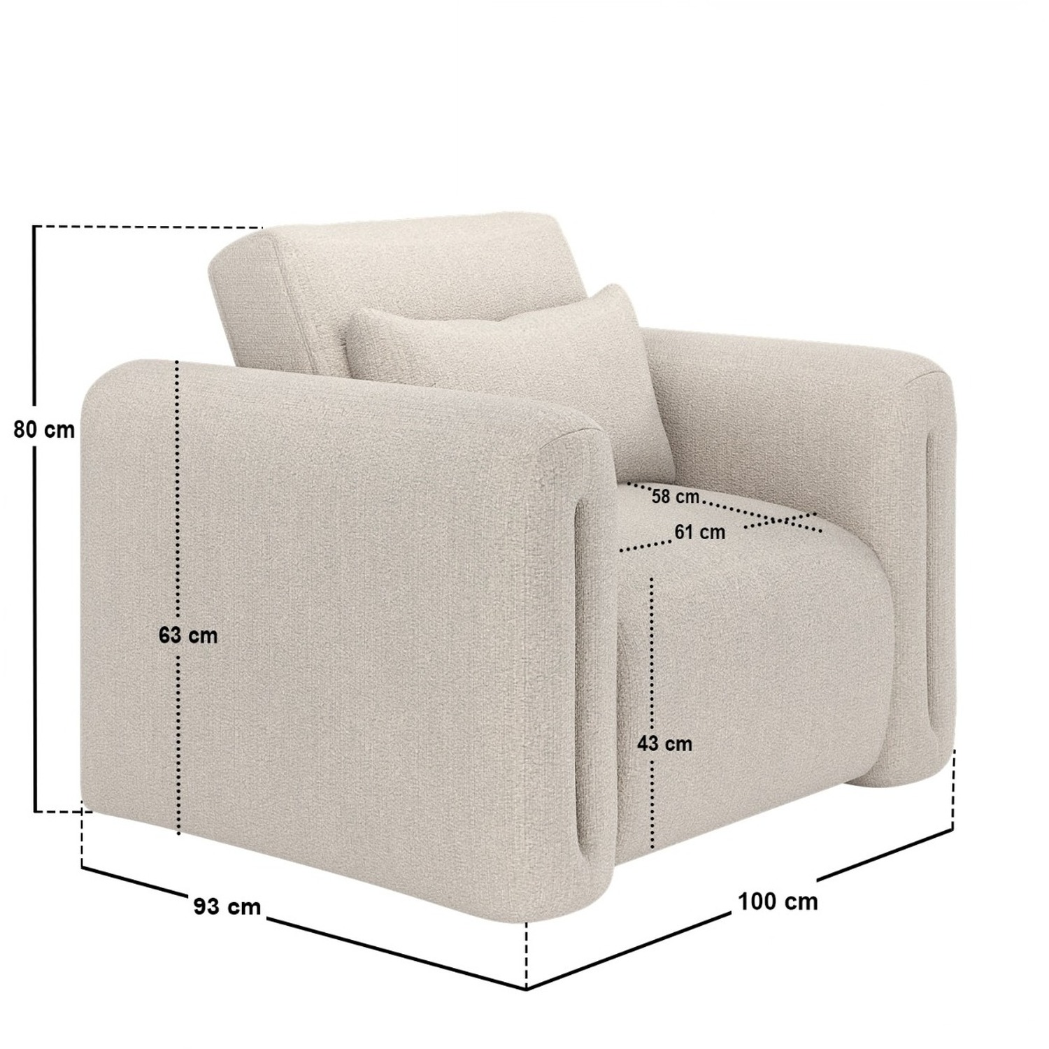 Mabel Armchair Beige Chenille - Beige