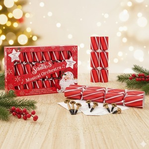 8 Musical Whistle Christmas Crackers Family Fun Dinner Party 9.5 Inch