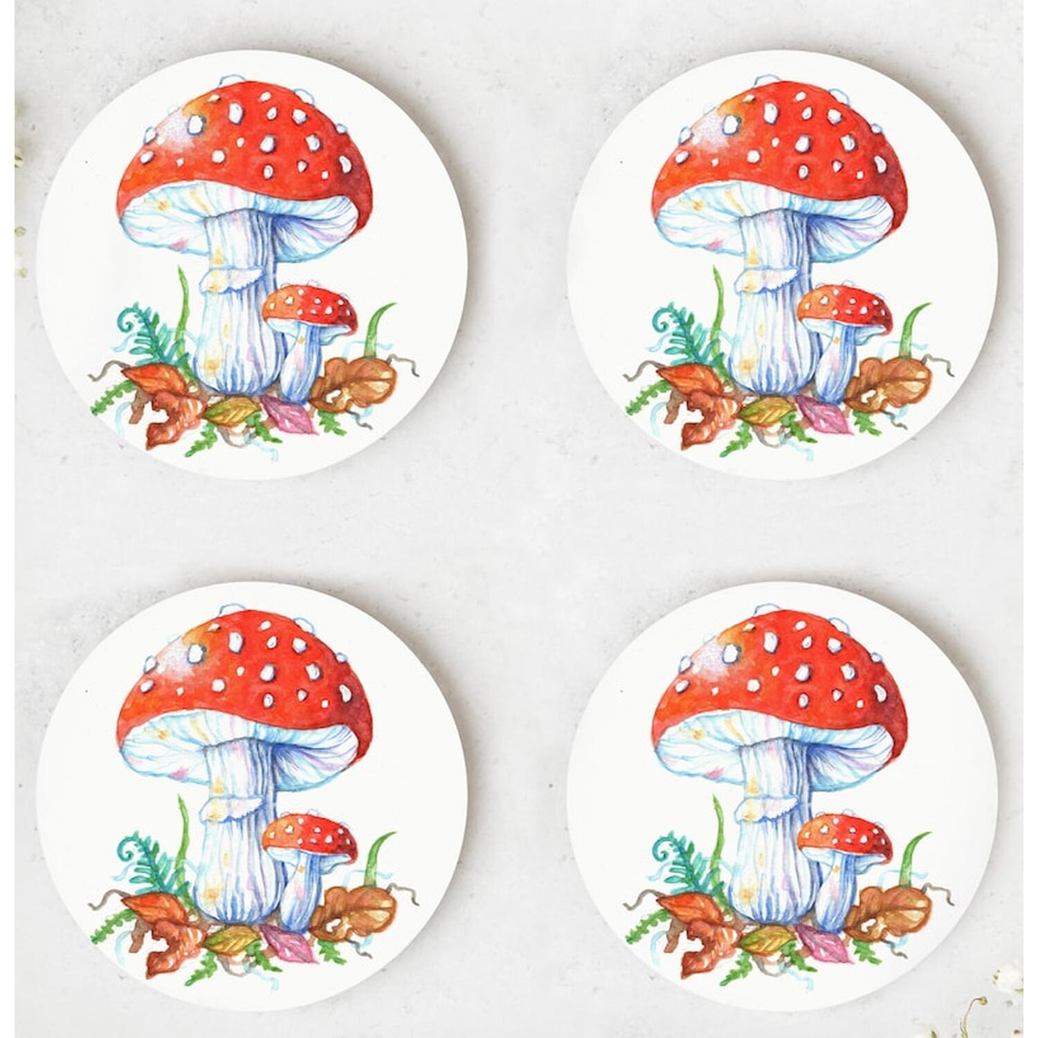 Image of Fly Agaric Coasters - Red