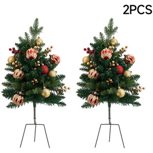 Set of 2 Artificial Christmas Trees with Urn Fillers