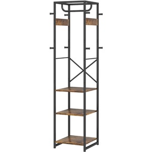 Industrial Entryway Hall Tree Coat Hat Rack Stand With Shoe Storage and Hooks