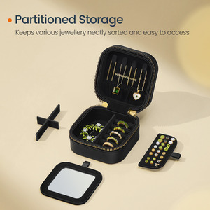 SONGMICS Small Travel Jewellery Box Case with Mirror