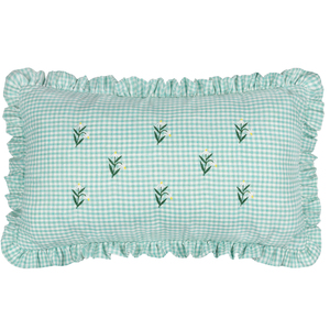 Les Petite Fleurs Cotton Gingham Ruffle Cushion