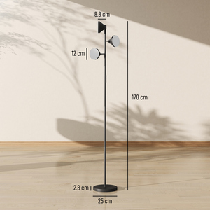 HOMCOM RGB Floor Lamp with 3 Rotatable Head