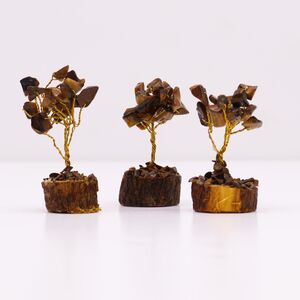 Mini Gemstone Tree On Wood Base Tigereye (15 stones)