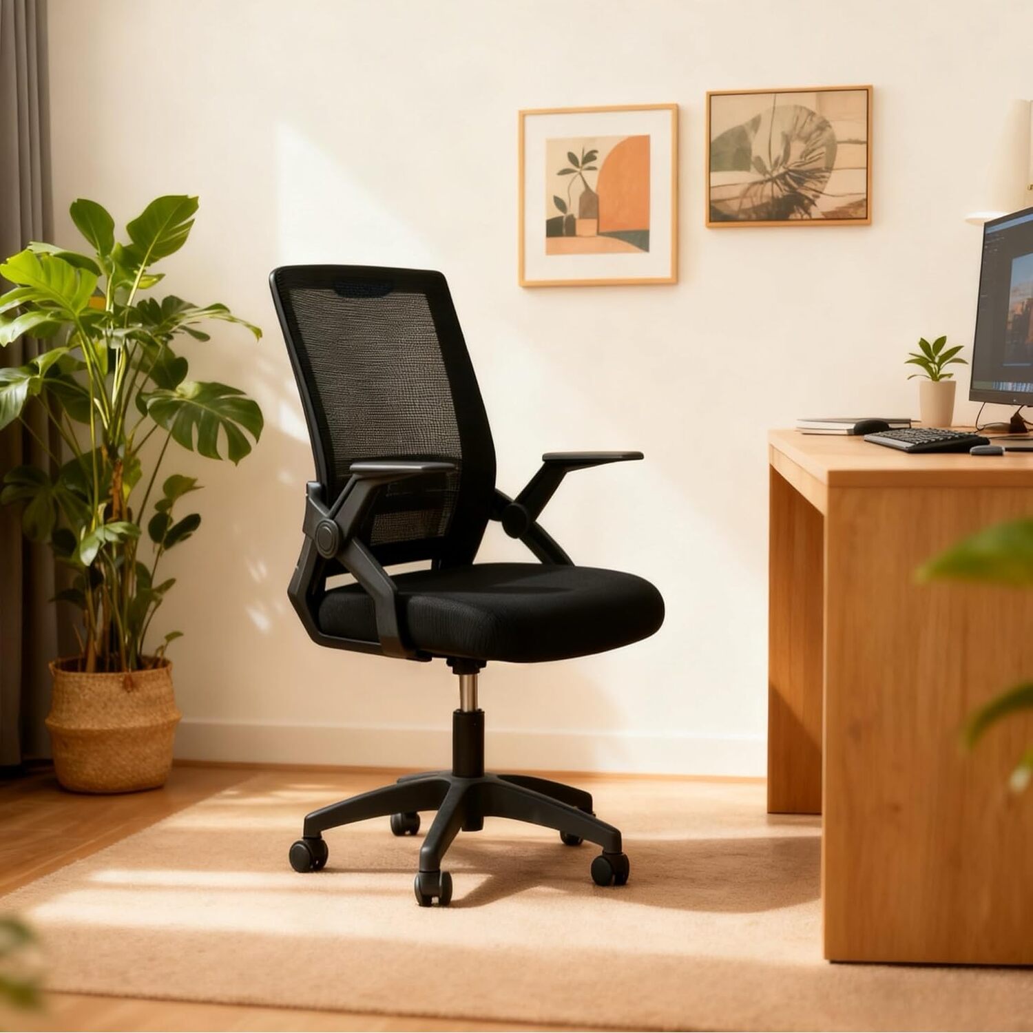 Alivio Mesh Office Chair With Flip-up Armrests - Black