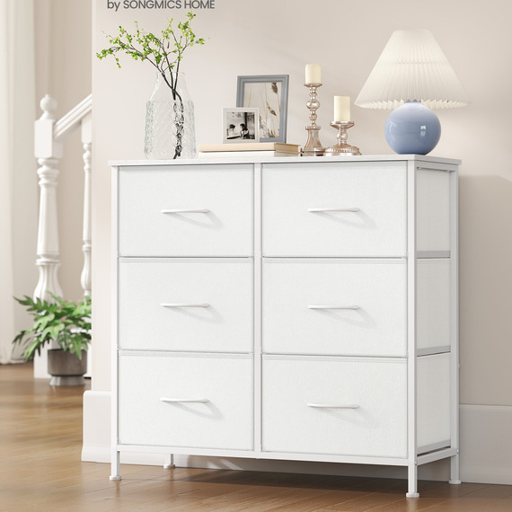 Chest of Drawers, 6 Fabric Drawers Storage Unit, Steel, MDF