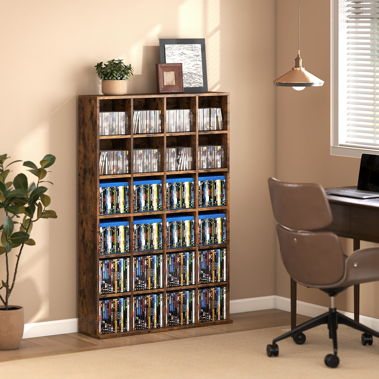 Image of HOMCOM Media Storage Shelf Unit with&hellip;