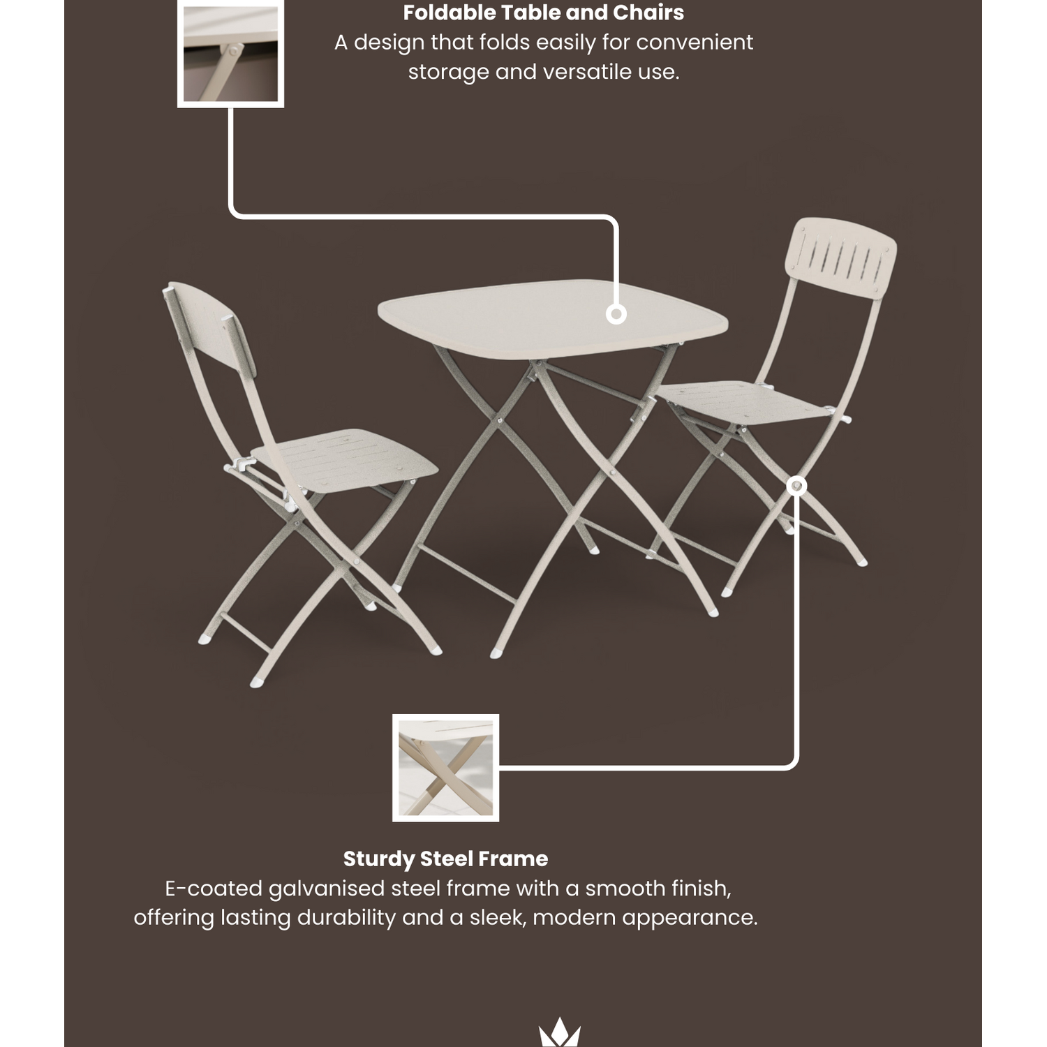 Royalcraft Venice Venice 2 Seater Folding Bistro Set - Cashmere