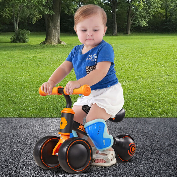 AyeKu Baby Toddler Balance Bike Silent Wheels Adjustable Seat, 1-3 Years, Black