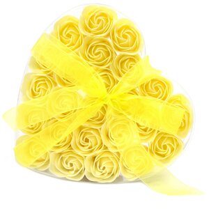 Set Luxury Soap Flower Heart Box Yellow Roses Gift