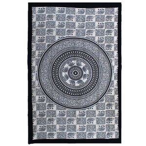 Handmade Cotton Bedspread  Wall Hanging - Elephant Mandala Art