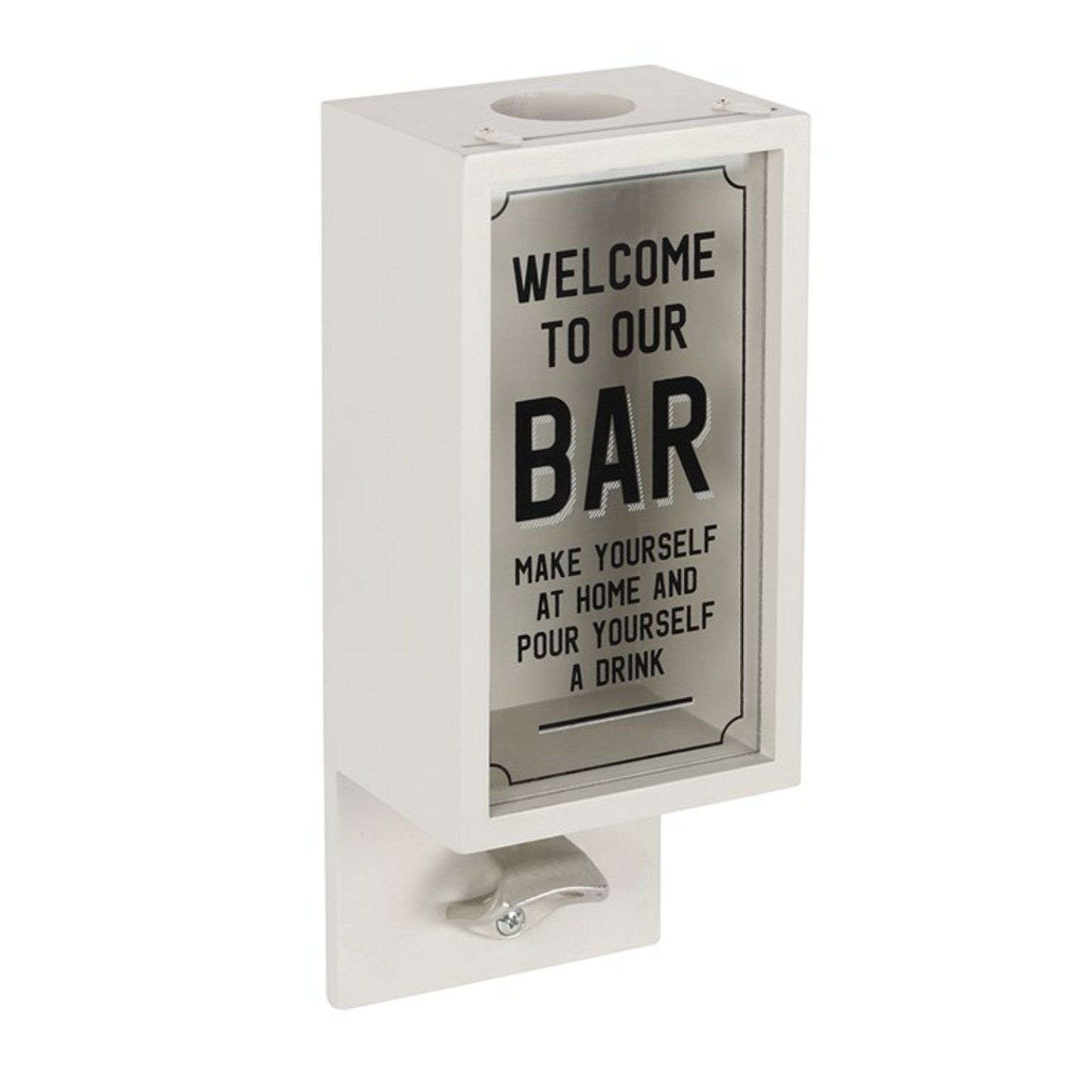 Grey Garden Bar Bottle Opener Plaque - Outdoor Garden Decor With Cap Catcher - Grey