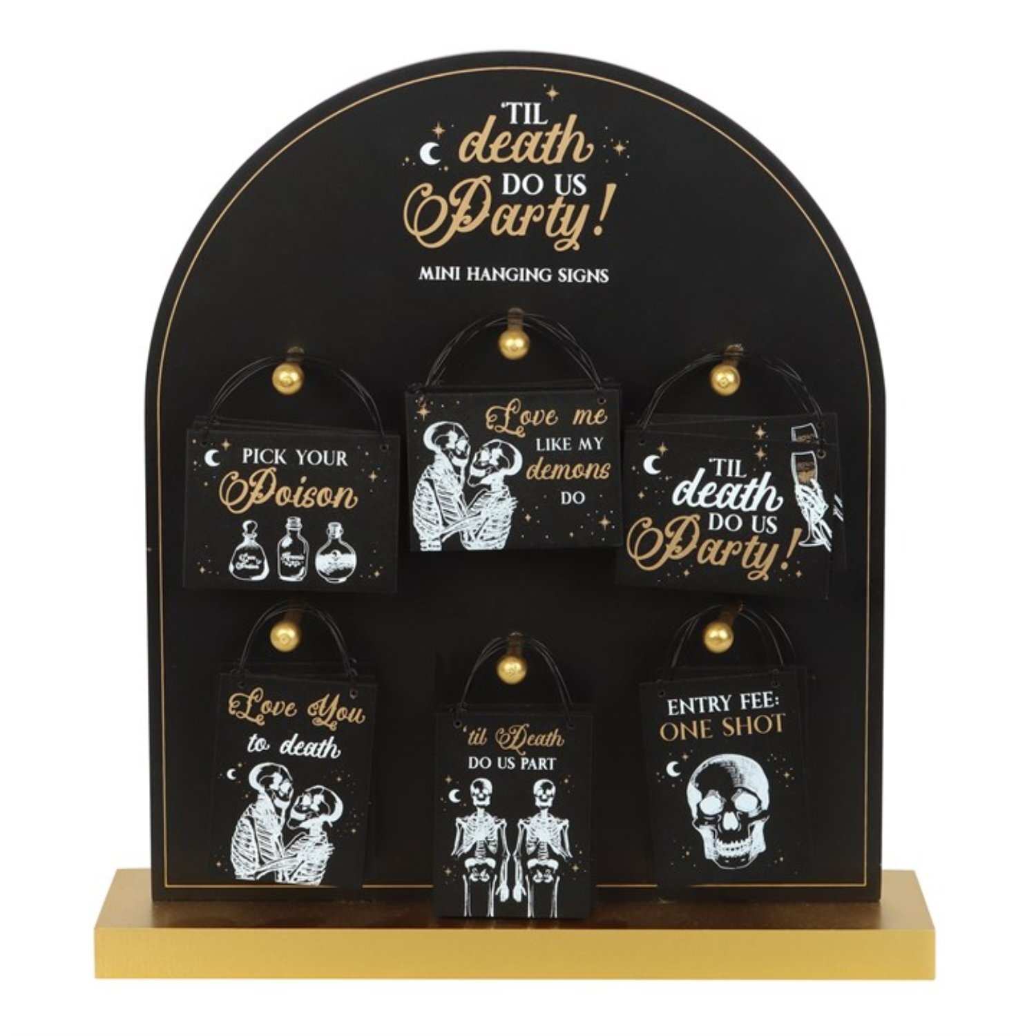 Set Of 36 Romantic Til Death Do Us Party Mini Signs For Weddings Events - Black