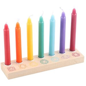 Something Different Energy Seven Chakra Wood Candle Holder