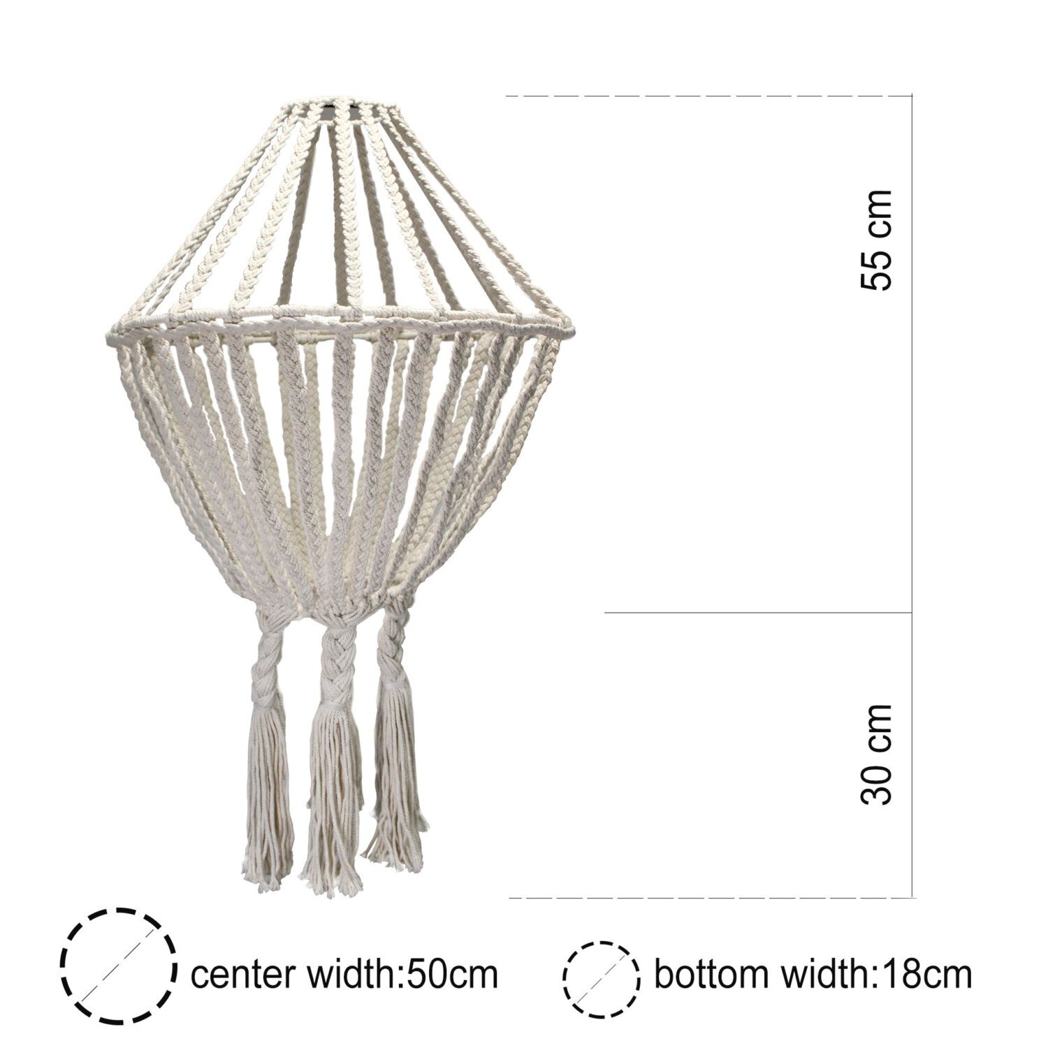 Elegant Macrame Drop Chandelier Boho Rustic Decor - Black
