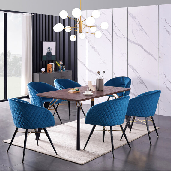 7 Piece Vittorio Toga LUX Dining Set with Table and 6 Chairs