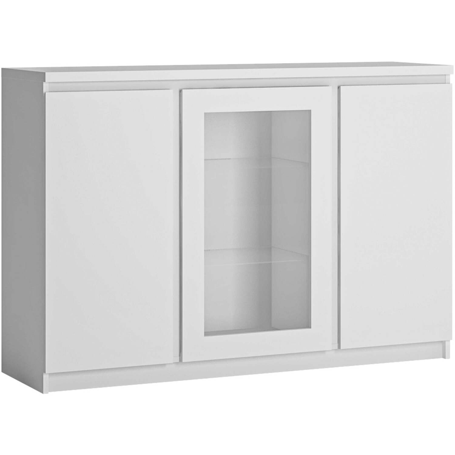 Wyld Haus Hemingway 3-Door White Wooden Sideboard with Central Glass Panel - White