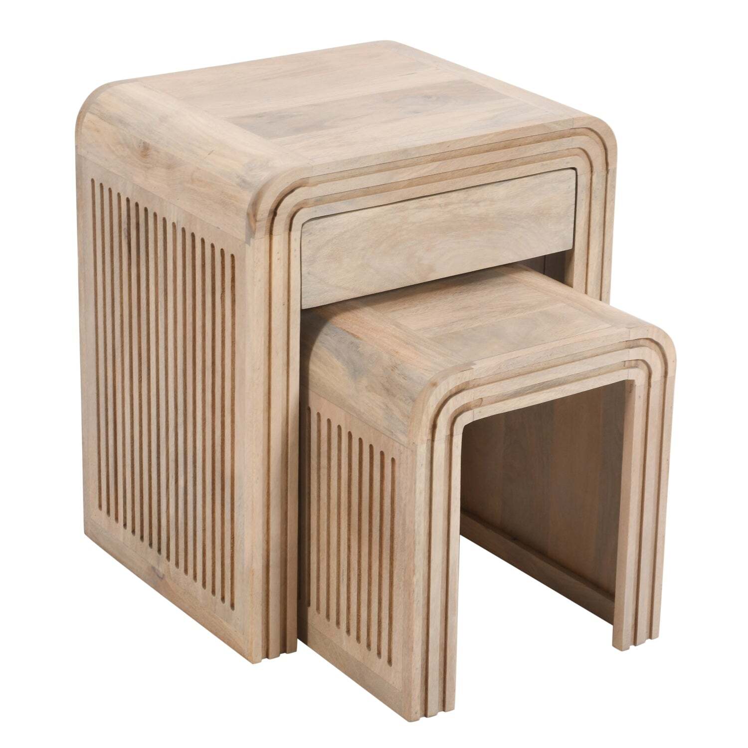 Wyld Haus Arizona Mango Wood Nesting Tables Set of 2 with Drawer - Brown